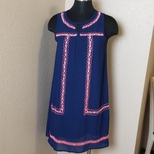 Jesse & J Embroidered Navy Lined Dress